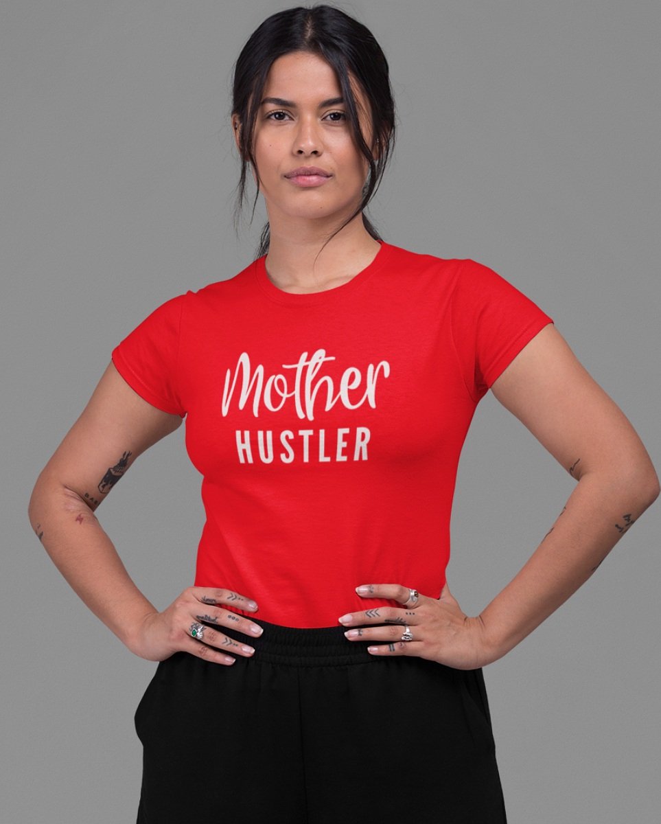 Moederdag T-shirt Mother Hustler | Rood - Maat L | Moederdag Cadeautje